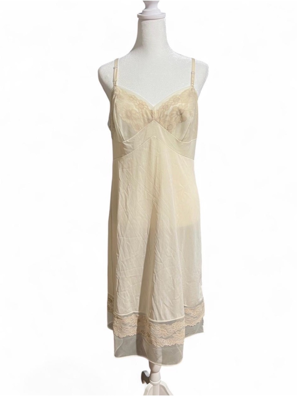 Vintage 1960’s Cream Lace-Trim Slip Dress